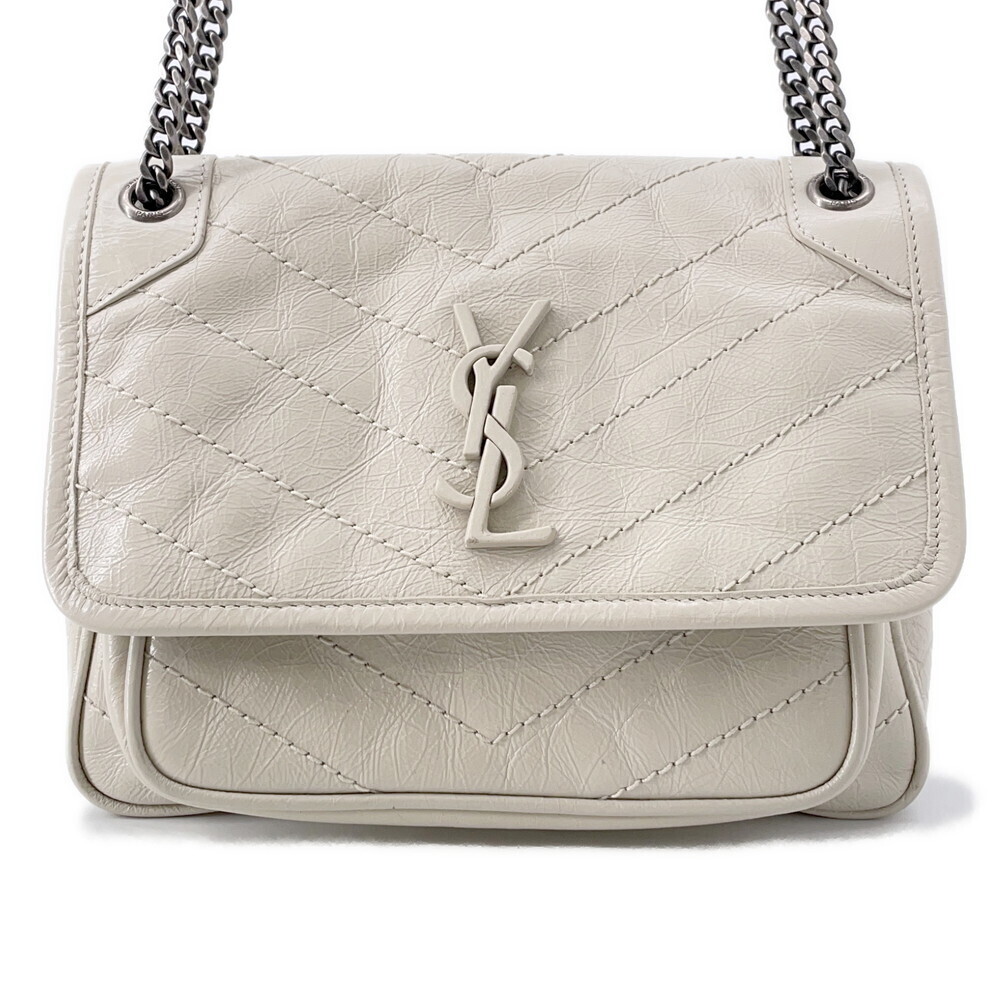 Saint Laurent Paris Niki Baby Leather Bag White